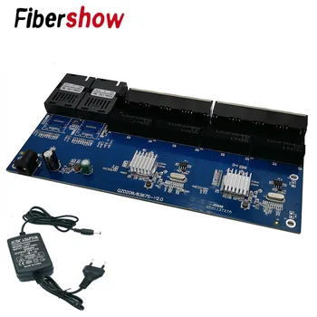 Gigabit Ethernet stikalo Vlakna, Optični Mediji Pretvornik PCBA 8 RJ45 UTP in 2 SC optični Port 10/100/1000M Odbor PCB 1pCS