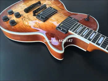 2020 Visoke kakovosti Električna kitara,Trdna Mahagoni telo Z Zemljevida teksturo konča Vrh rjava prosojne barve,Črna Strojne opreme,prosti sh