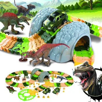 Dinozaver Sledenje Igrače Nastavite DIY Simulacije Železniške Džungle Prilagodljiv Dirke Tira Avto Izobraževalne Igrače Za Otroke, Fantje