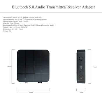 Bluetooth 5.0 Avdio Oddajnik Sprejemnik Adapter Stereo AUX za Avto Glasbe Laptop JHP-Najboljši