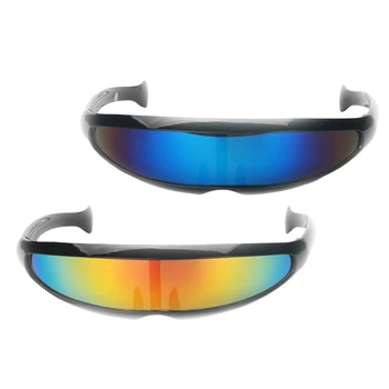 Komplet 2 kosov Modnih Novosti Vintage sončna Očala Futuristično Cyclops Zrcali Oblikovalec blagovne Znamke sončna Očala Kostum Očala za Odrasle
