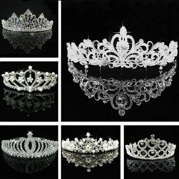 2018 Evropski New Design Bleščeč Biser Kristalno Tiara Poroko Royal Crown Poročne Tiara Pribor Nosorogovo Tiaras Kron Pageant