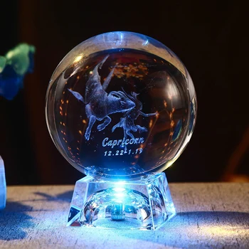 3D Nebesno Znamenje Star Kristalno Kroglo Lasersko Gravirano Steklo Sferi Doma Dekor Darilo za Rojstni dan Ornament