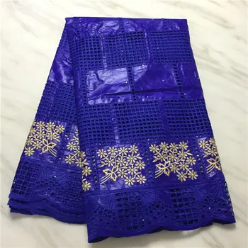 WD71296 Nov Prihod Visoke kakovosti Afriške Embroiderey Bazin Riche guipure Multicolor Izrezanka Bombažne Tkanine, Čipke za obleko 5yd/veliko