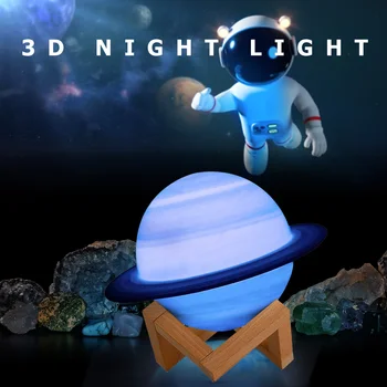 3D Tiskanje LED Noč Svetlobe Dnevna Soba Dekor Saturn Svetilko z Daljinskim upravljalnikom Spalna Svetlobe Spalnica nočno omarico Lučka