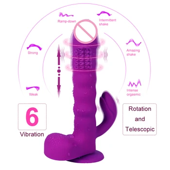 Co Penis Vibrator Dvojno Glavo Dildo Brezžični Daljinski Teleskopsko Obračanje G Spot Zajec Stimuliranje Ščegetavčka Sex Igrače 18+ Ženske