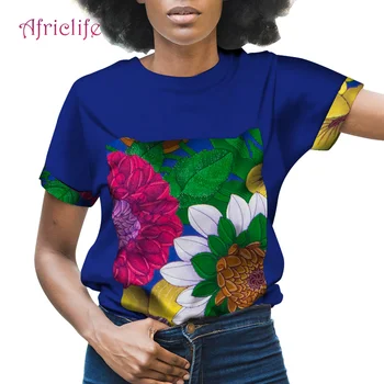 Gospa Poletje T Shirt Dobre Kakovosti Oblačila 2021 Vroče Prodati Bazin Bogastvo Vzorci Afriške Vosek Bombaža Ženske Moda Vrh WY6413