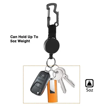 3 Pack Zložljive Keychain - Težka Značko Nosilec Koluta s Multitool Carabiner Posnetek,Key Ring z Jeklene Žice Kabel do 25
