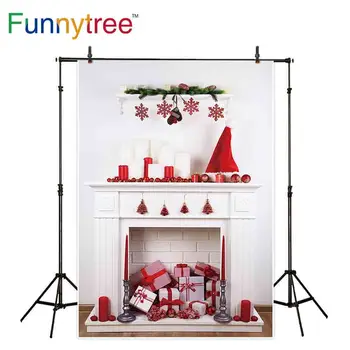 Funnytree fotografija kulise bela kamin darila, božični okraski za dom photocall photophone slike za ozadje