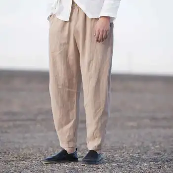 MRDONOO Jeseni moški retro slogu velikih velikosti svoboden naravnost bombaž Mahalon priložnostne hlače Kitajski stil za moške dolge hlače K91