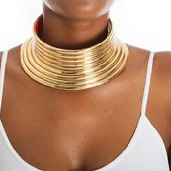 Ogrlica za Ženske zlata Afriške Ogrlica Nacionalni Razposajeni Choker Nastavljiv Osebnost Ustvarjalni Stil kovinsko velika ovratnik K522