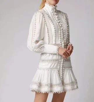 Visoko Kakovostno Belo Obleko Luč Rokav Moda Za Ženske Elegantne Slaven Stranka Obleko Seksi Mini Obleke