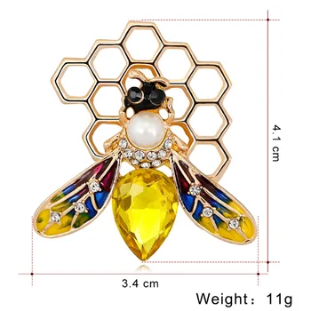 Zlxgirl nakit Rumena Avstrijski Kristalno čebel hidžab zatiči broške najboljše moške stranke darila fGold barve Poroka Pogodbenice Oblačila bijoux