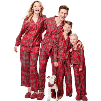 Družinski Božič Pižamo Nastavite Božič Rdeče Kariran Pižame Odrasle Ženske, Moški, Otroci Dolg Rokav Sleepwear Novo 2019 starši-otrok, Homewear