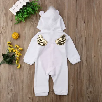 3D Samorog Newborn Baby Dekleta Flanela Romper Jumpsuit Obleke Jesen Pomlad Oblačila