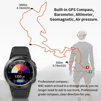 M4C Pametno Gledati GPS, Šport, Vreme Srčni utrip Tracker Kompas, nadmorska Višina Krvnega Tlaka Moški Ženske Pametne Ure