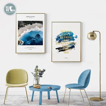 Skandinavski Slog Blue ocean Krajine Platno Plakatov in Fotografij Steno Umetnosti Slikarstva Nordijska Dekoracijo Slike Sodobne Dom Dekor