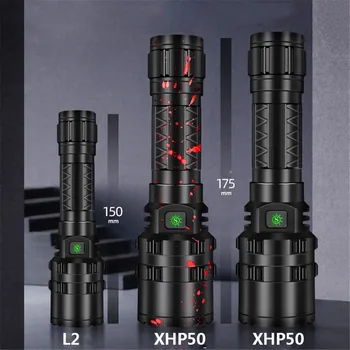 High Power XHP50.2 LED Svetilka Xlamp Lov L2 Vodotesno Svetilko 5 Načini Lanterna USB Polnilne Taktično Luč Za na Prostem