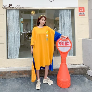 BelineRosa 2020 Ženske Velikosti Nasmeh Obraz T-shirt Obleke Kawaii Kontrast Barve, Velike Velikosti Obleko 4XL 5XL 6XL HS000632