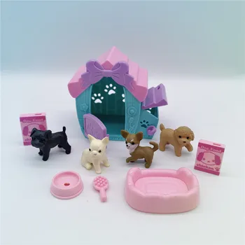 2020 Barbies Princesa Lutka Pribor Lepe Pet Dog + Pes Krletka Živalski Simulacijski Model Interaktivne Mini Plastične otroške Igrače
