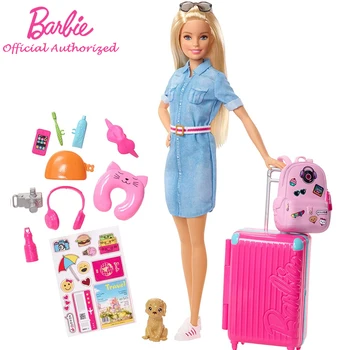 Prvotni Barbie Lutke blagovne Znamke Potovanja Dekle s Psiček Izbor Fashionista Lutka Igrače za Otroke, Darilo za Rojstni dan Prerojeni Bonecas