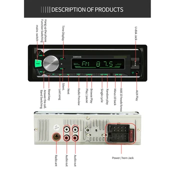 1 Din Avto Radio MP3 Predvajalnik, Bluetooth Stereo Predvajalnik, USB MP3 Player, FM Radio, MP3 Avdio Predvajalnik Podporo Daljinski upravljalnik