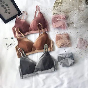 2020 francoskem slogu seksi čipke modrc set za ženske brez jeklen obroč, majhne prsi in ravno prsih zbrali modrc set
