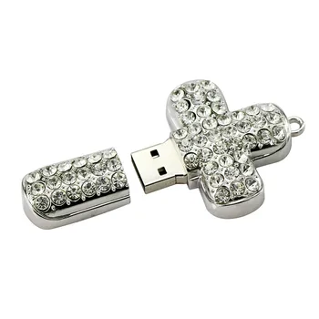 Mini Metal Kristalno Krščanski Križ USB 3.0 pomnilniški ključek Nakit Pendrive 4GB 8GB 16GB 32GB Pen Drive Diamantna Ogrlica U Disk