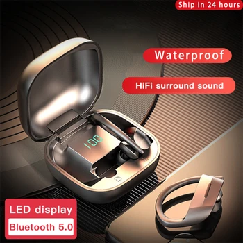 Brezžične Slušalke Bluetooth 5.0 Slušalke TWS Nepremočljiva Šport Uho Kavelj Bas Čepkov Slušalke Za iOS Android Noise Cancel