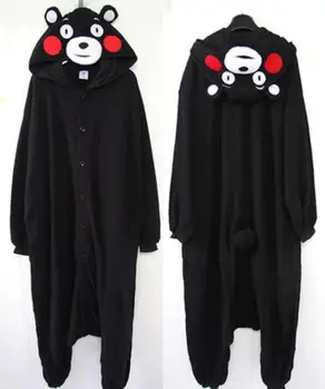 Kigurumi Risanka Živalskega Črnega Kumamon Medved Onesie Unisex Odraslih Pižamo Cosplay Kostume Pižame Kumamoto Sleepsuit Sleepwear