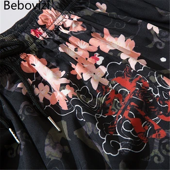 Bebovizi Tanke Japonski Kimono Hlače Ženske Moški Samurai Black Harem Hlače Svoboden Elastični Pas Kitajski Slog Cosplay Hlače