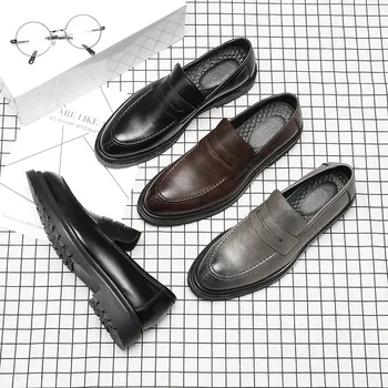 Italijanski Oblikovalec Mens Formalno Obleko Čevlje Črno Sivo Usnje Poročni Čevlji Moški Loafers Chaussure Homme Priložnostne Stanovanj Oxford B156