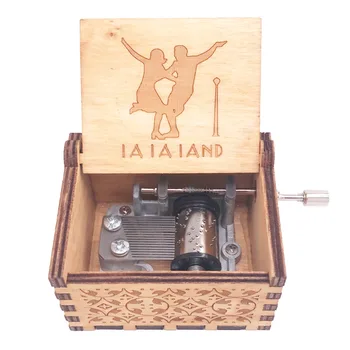 Lalaland Music Box Strani Ročice Glasbeno Polje, Izrezljane Lesene Glasbene Igrače za Otroke, Božična Darila,Igra Lalaland Temo-Mesto Zvezd