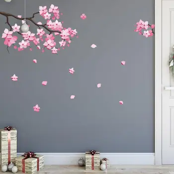 Roza sliva cveti stenske nalepke, dnevno sobo, spalnico, garderobo dekoracijo zidana izmenljive čudovite nalepke doma dekor ozadje