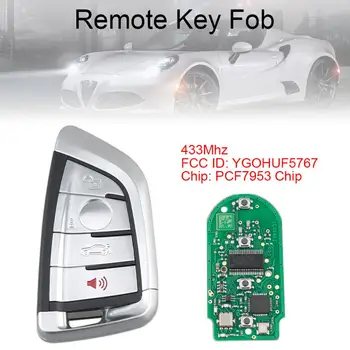 433MHz 4 Gumbi Smart Remote Avto ključ Fob YGOHUF5767 Primerni za BMW CAS4 CAS1 2 3 4 5 5 5 6 6 7X5X6 CAS4 + FEM 2011-2017