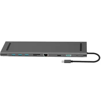 10 V 1 Multi USB C HUB Naar HDMI je združljiv VGA USB Zvočna kartica Voor MacBook Tip C HUB Razširitveno Postajo voor Prenosnik