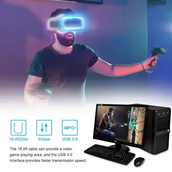 5M Visoka Hitrost USB 3.0 Tip C Podatkovni Kabel Za Oculus Quest 2 Link VR Slušalke Hitro Polnjenje USB-A Tip-C Kabel VR Dodatki