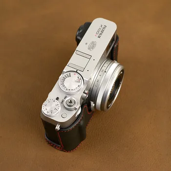 Ročno Resnično pravo Usnje Pol Fotoaparat Primeru Vrečko Kritje za FUJIFILM X100V