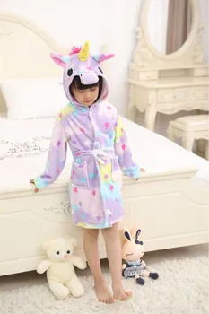 3-10T kopalni Plašči za Dekleta Pižame Otroci Rainbow Unicorn Vzorec Hooded Brisačo Fantje Kopel Haljo Sleepwear Otrok odejo, spalno