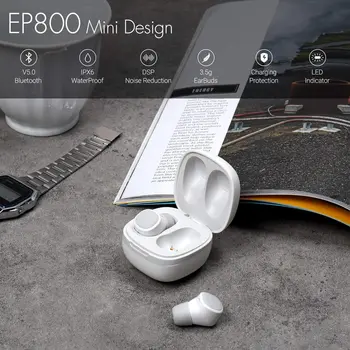 Avgust Posodobitev EP800 2 Barve TWS Bluetooth Slušalke V5.0 Brezžične Slušalke z Mikrofonom za Prostoročno Slušalko Čepkov za telefon