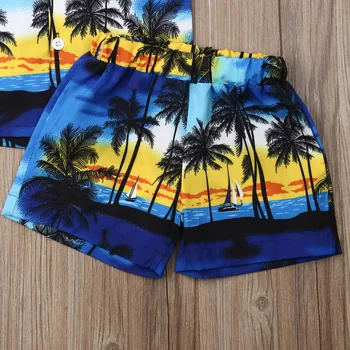 Dojenčka, Malčka, Otrok, Dojenček Fant Obleko Nastavite Hawaiian Beach Fancy T-Shirt Vrh+Hlače Hlače 2Pcs Poletje Fantje Plažo 1-6T