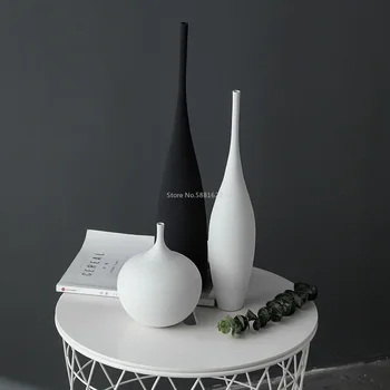 Sodobno Minimalistično Ročno Umetnost Zen Črno Bele Keramične Vaze Okraski Dnevna Soba Namizni Vaza Model Doma Dekoracijo