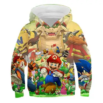 3D Tiskanje Super Mario Fantje Hoodies Coats Pomlad Jesen Vrhnja oblačila Otroci Hooded Majica Oblačila Otrok Dolgimi Rokavi Pulover Vrh