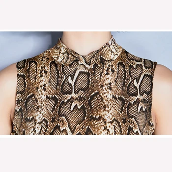 Rjava kača natisni t-shirt leopard Ledu svile poletje 2019 tshirt ženske vrhovi brez rokavov klub majica s kratkimi rokavi ženske izruga vratu ulične tee