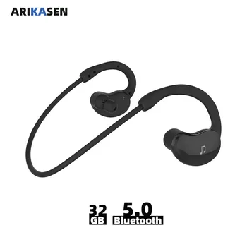 Arikasen 32GB Nepremočljiva Brezžične slušalke Šport MP3 bluetooth 5.0 HI-fi ZVOK slušalke s pomnilnika, ki je Igra Slušalke Z Mikrofonom