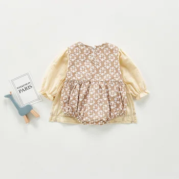 2020 Jeseni Newborn Baby Dekle Obleka, Cvetlični Baby Dekle Moda Obleko Dekleta Bombaža, Z Dolgimi Rokavi Jumpsuit