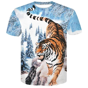 2020 Novo Volk/tiger Majica s kratkimi rokavi Moški Anime Tshirt Kitajska 3d Print majica s kratkimi rokavi Hip Hop Tee Kul Moška Oblačila Nove Poletne Velike Velikosti Vrh