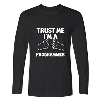 Verjemi Mi, jaz sem Programer Programskih Jezikov C, C++, Java, PHP Logotip Tiskanja Dolg Rokav T-majice Majica Bombaž Programer Tees