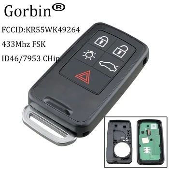 GORBIN 5Buttons Smart Avto Ključ Fob Daljinski Ključ 434Mhz ID46 Čip za Volvo XC60 S60 S60L V40 V60 S80 XC70 KR55WK49264 Avtomobilske ključe