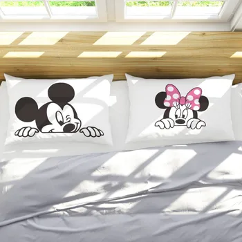 Črno Bel Mickey Miške Minnie Pillowcases Domačega Tekstilnega 2Pcs/Set Nekaj Blazino Pokrov Okrasni Pillowshams Dnevna Soba 50x75cm